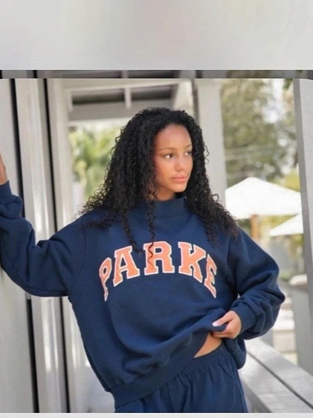 PARKE Heritage Varsity Mockneck Sweatshirt Blue & Orange Large